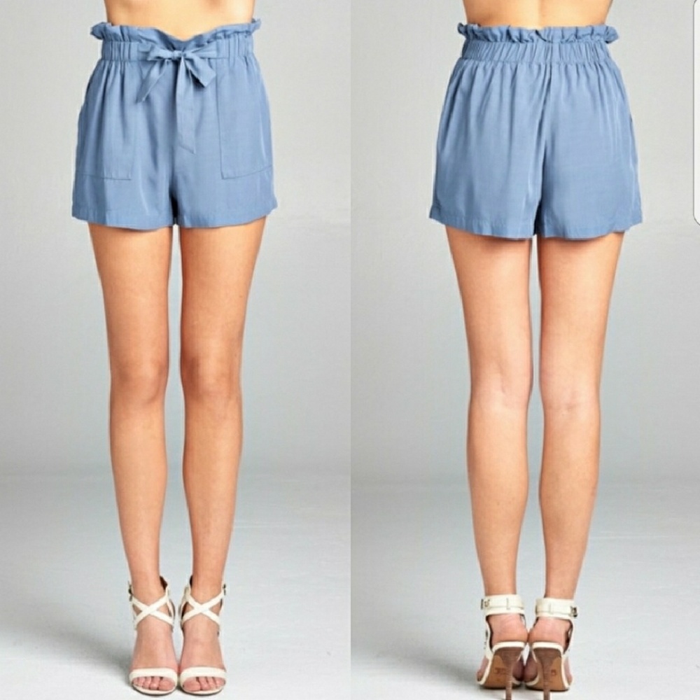 Blue High Paperbag 🎀 Tie Shorts